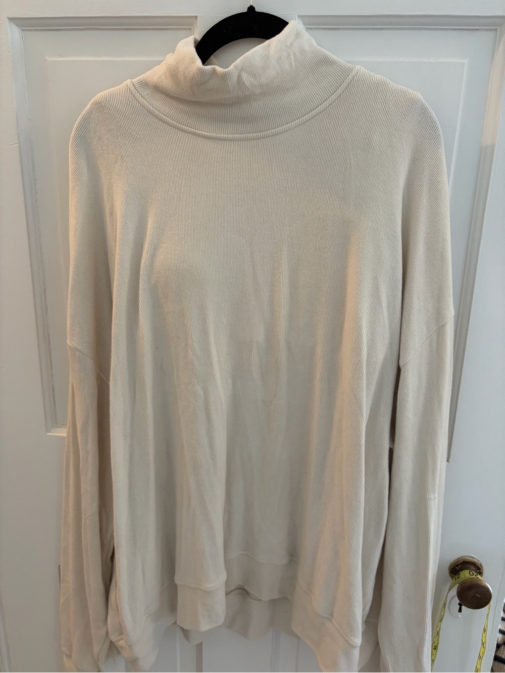 Klassy Network White/Cream Mockneck Ribbed Sweater w/Built-In Bra